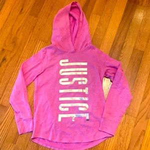 Justice purple Hoodie w/ silver writing